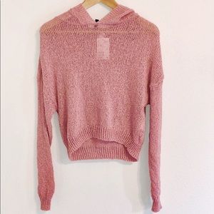 H&M Cropped Baby Pink Hoodie Sweater - New w/Tags